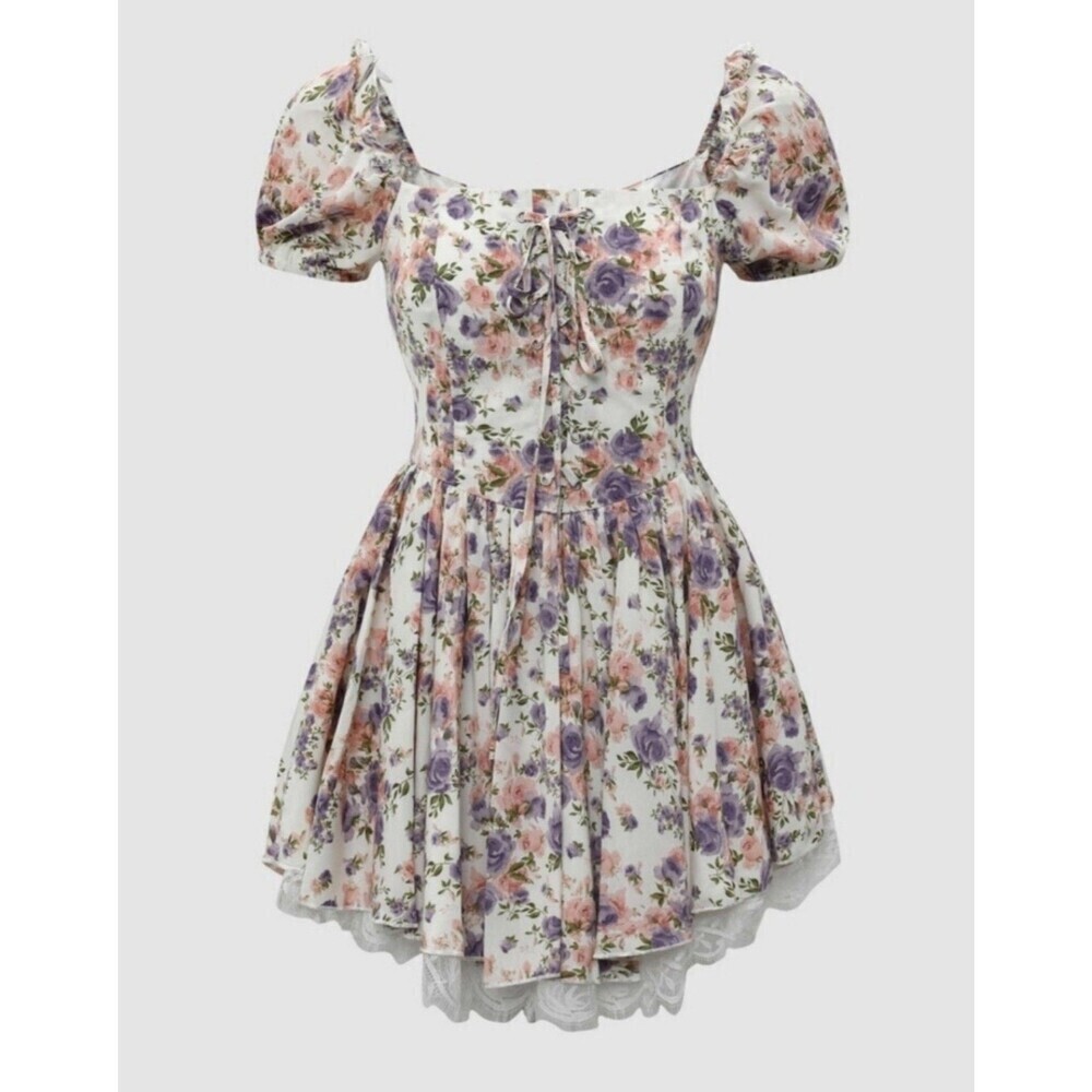 Cider Floral Lace Patchwork Dress NEW M